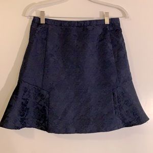 Navy mini skirt floral embroidery